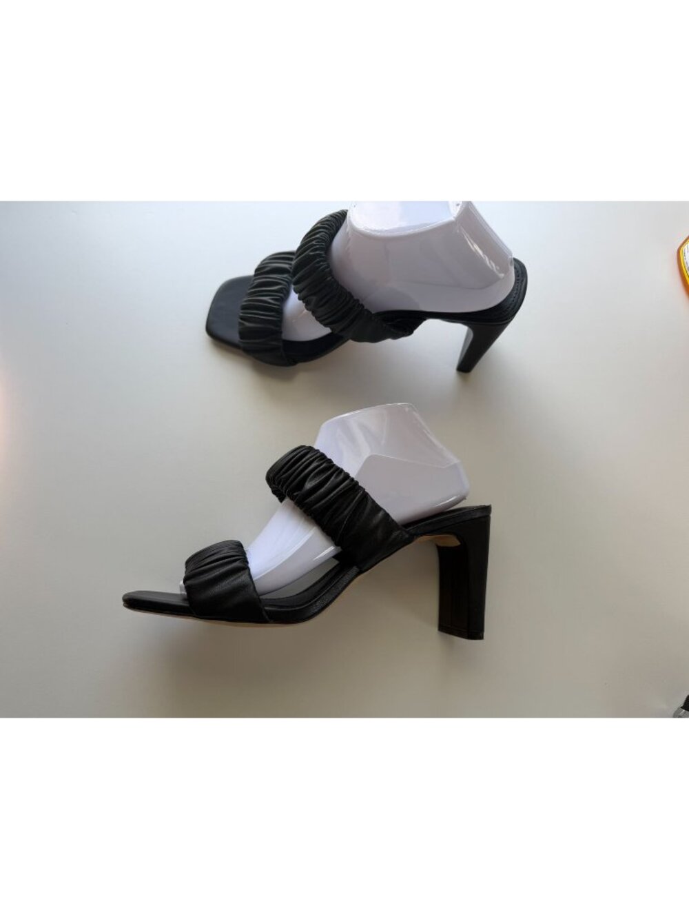 H&M Block Heel Sandals Ruched Straps Square Toe Women's 9.5
